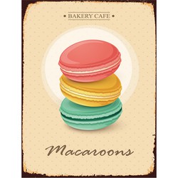 Clayre & Eef Tekstbord  25x33 cm Beige Ijzer Macarons Bakery Wandbord