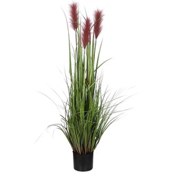 Mica Decorations Pluimgras Kunstplant - H120 x Ø45 cm - Pot - Bruin