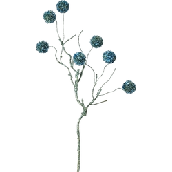 Tak van kunstmatige glitterpompons blauw H50