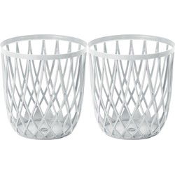 Draadmand/wasmand/opbergmand - 2x - van stevig kunststof - wit - D39 x H39 cm - 59 Liter - Opbergmanden