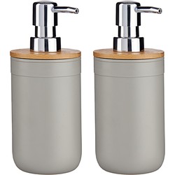 2x Stuks Zeeppompjes/zeepdispensers kunststof - lichtgrijs - 350 ml - Zeeppompjes