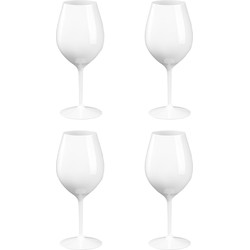 4x Witte of rode wijn glazen 51 cl/510 ml van onbreekbaar wit kunststof - Wijnglazen