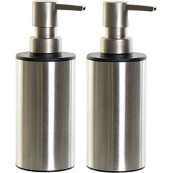2x stuks zeeppompjes/zeepdispensers zilver RVS 300 ml - Zeeppompjes