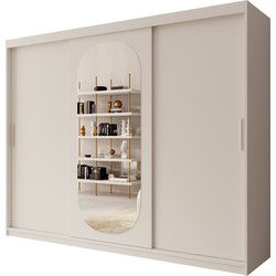 Meubella - Kledingkast Bodhi - Wit - 250 cm - Met spiegel