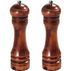 Pepermaler/zoutmaler molens 22 cm van donkerbruin beuken hout - Peper en zoutstel