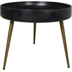 HSM Collection-Ronde Bijzettafel Ventura-ø50x42-Zwart/Goud-Mango/Metaal