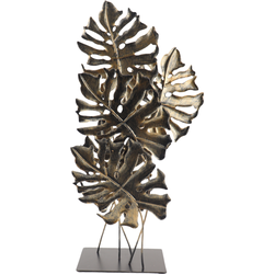 MISOU Ornament - op Voet voor Binnen op Standaard - Decoratie - Monstera - Goud - 57cm - Metaal