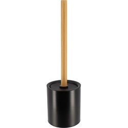 Tendance Badkamer toiletborstel 103 - zwart/bamboe - 10 x 37 cm - Toiletborstels
