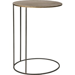 PTMD Mette Ronde Bijzettafel - 40 x 30 x 55 cm - Metaal - Goud