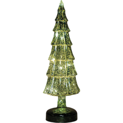 Kerstboompje glas led op batterij met timer 34x11 cm groen