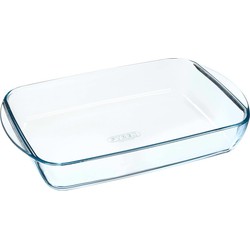 2x Rechthoekige glazen ovenschaal 2,6 liter 35 x 23 x 5 cm - Ovenschalen