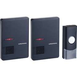 Grundig Deurbel met 2 draadloze ontvangers - zwart - bereik 80 meter - Draadloze deurbellen