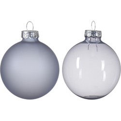 Kerstbal glas d6 cm mist blauw 6st kerst