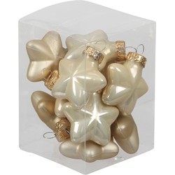 Othmar Decorations Kersthangers - sterren - 12x - champagne - 4 cm - Kersthangers