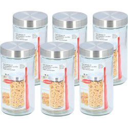 Glazen luxe voorraadpot/voorraadbus 1500 ml - 6x - 1,5 liter - 22 cm - Voorraadpot