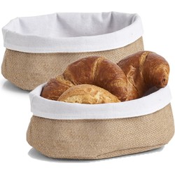 Zeller Broodmandje - 2x - jute - 22 x 15 cm - serveermandje - broodmand