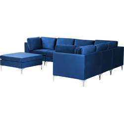 Beliani EVJA - Modulaire Sofa-Blauw-Fluweel