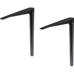 2x stuks planksteunen / plankdragers aluminium zwart 29 x 24 cm - Plankdragers