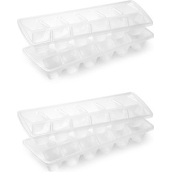 4x IJsklontjesvormen/ijblokjesvormen 12 vakjes transparant - IJsblokjesvormen