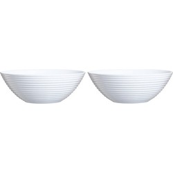 2x Salade serveerschalen wit glas 27 cm - Saladeschalen