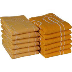 DoubleDry Theedoeken en Keukendoeken Set - 12 Stuks - 100% Katoen - Hoge Absorptie & Duurzaam - Keukentools, Geel