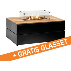 Cosi Fires - Cosipure lounge gas vuurtafel 120 black - teak top met gratis glasset