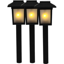 3x Tuinfakkel / tuinverlichting prikker op zonne-energie / tuinverlichting met vlameffect 48,5 cm - Prikspotjes