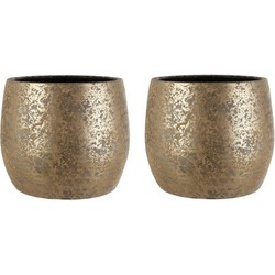 2x Bloempot Clemente goud voor binnen 33,5 x 32 cm - Plantenpotten