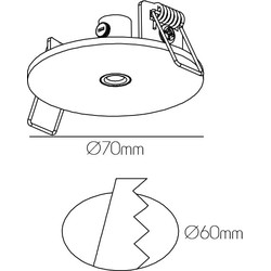 70mm Ø60mm inbouw basis voor pendel - wit