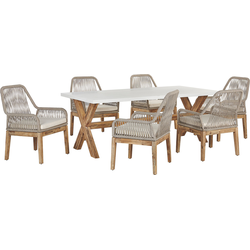 OLBIA  - Tuinset voor 6 stoelen - Crème - Vezelcement