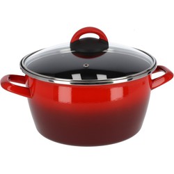 Magefesa kookpan met glazen deksel - rood - rvs - D24 cm - 10 liter - Kookpannen