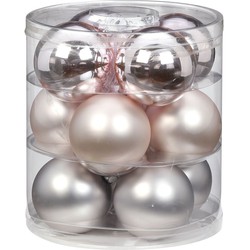 Inge Christmas Kerstballen - 12x st - lichtroze - 8 cm - glas - Kerstbal
