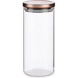 Glazen luxe keuken voorraadpot/voorraadbus met deksel rose goud 1380 ml - Voorraadpot