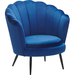 Beliani LOVIKKA - Fauteuil-Blauw-Fluweel