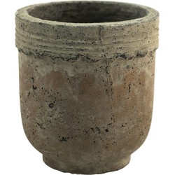 Clayre & Eef Bloempot  Ø 19x20 cm Bruin Beige Beton Rond Bloempot binnen