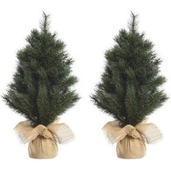 2x Kerst kunstkerstbomen groen 45 cm versiering/decoratie - Kunstkerstboom