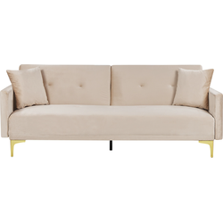 Beliani LUCAN - Driezitsbank-Beige-Fluweel