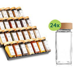 XIVADA Kruidenrek lade met potjes - 24 Kruidenpotjes - 240 stickers