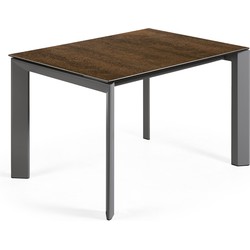 Kave Home - Axis uitschuifbare tafel van porselein en poten in donkergrijs, 120 (180) cm