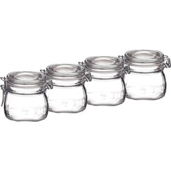 4x Glazen confituren potten/weckpotten 500 ml met beugelsluiting en rubberen ring - Weckpotten