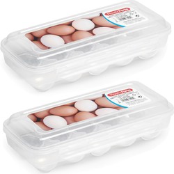 Plasticforte Eierdoos - 2x - eierhouder - 10 eieren - transparant - Vershoudbakjes