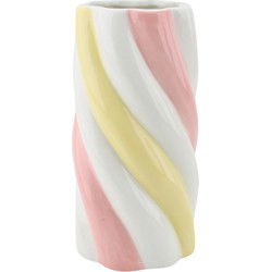 Vase - Marshmellow - Yellow/Pink/White - 10,5x10,5x20cm