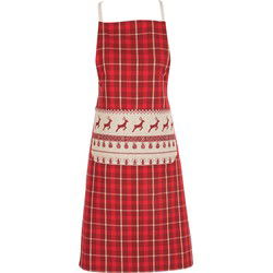 Clayre & Eef Keukenschort Rood Beige Katoen Kerst