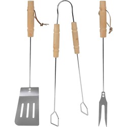 BBQ gereedschap met houten handvat - Barbecuegereedschapset