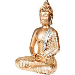 Concorde Boeddha beeld - goud - 35 cm - polystone - voor binnen - Beeldjes