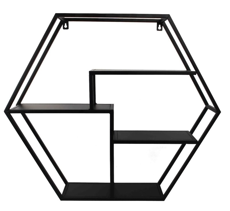 Hexagon Wandkast-60x52cm-Metaal-Zwart-Housevitamin - 