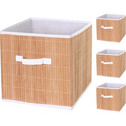Cosmo Casa  Set van 4 opvouwbare dozen - vMand opbergdoos- Organisatiebox- Sorteerbox- Opbergdoosv- Bamboe 32x32x32 cm natuurlijke kleur-