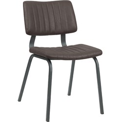 LABEL51 Eetkamerstoel Gusto - Donkerbruin - PU-Leder - Black Frame