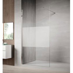 Badplaats Douchewand Florida 120 x 200 cm - Chroom – Inloopdouche 8 mm met Half Melkglas