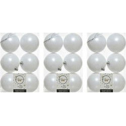 18x Kunststof kerstballen mat winter wit 8 cm kerstboom versiering/decoratie - Kerstbal